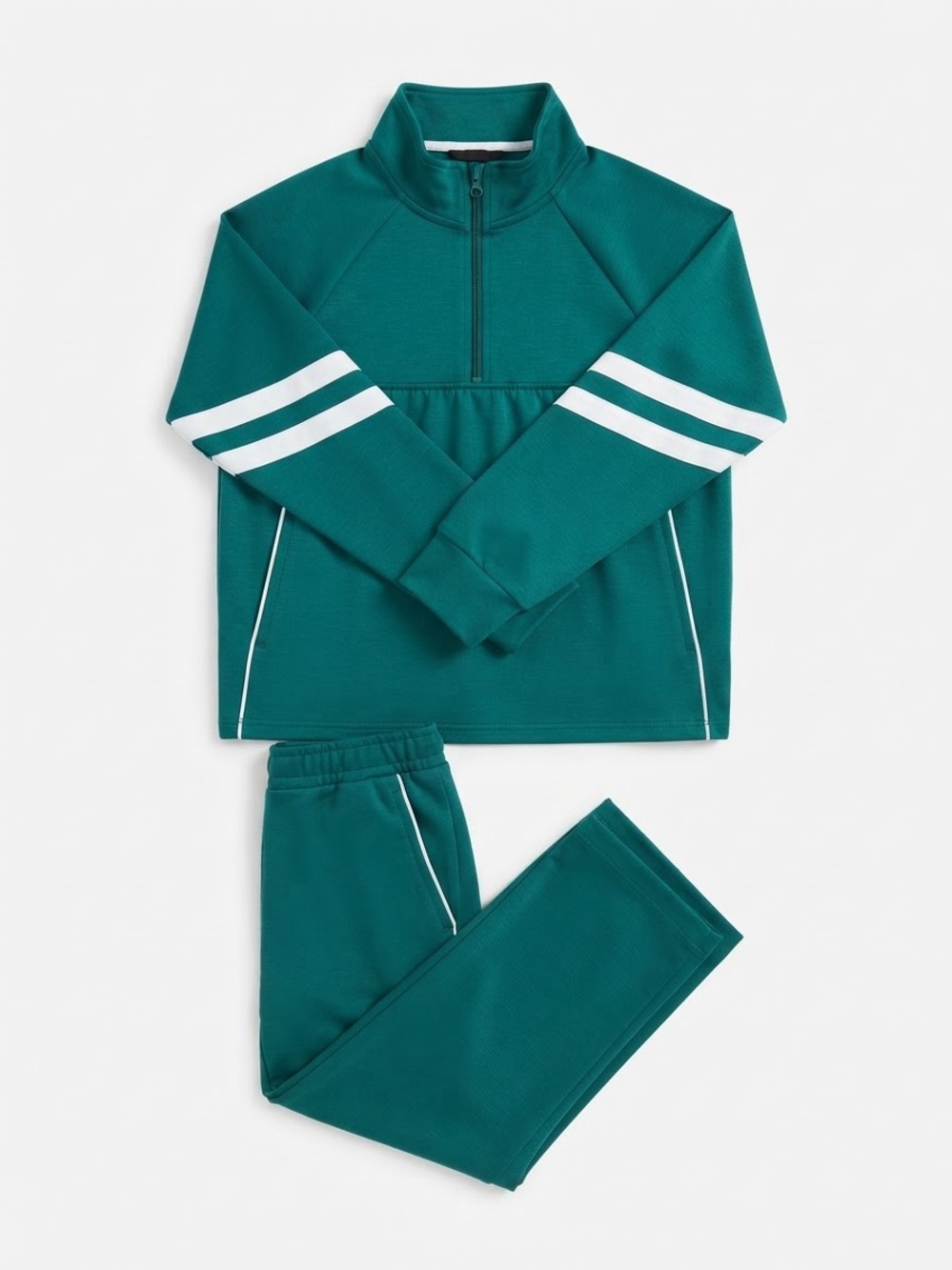 Children’s Place Teal Long Sleeve Jogger Set with White Stripe Accents
